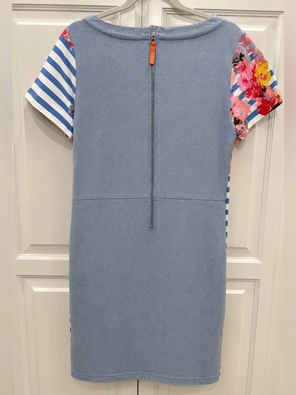 Joules Ottie Blue Stripe Floral Linen Blend Shift Dress US 10 Boho Coastal - Picture 3 of 5
